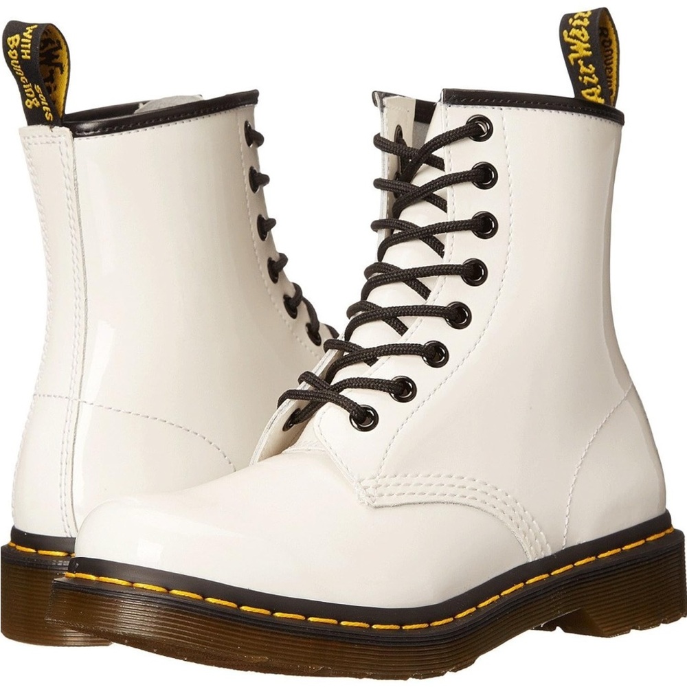 Dr. Martens White Patent 8-Eye Combat Boots